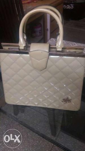 Women's White Quilted Tote Bag