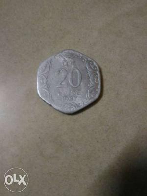 20 Paise Old Indian Coin (Year )