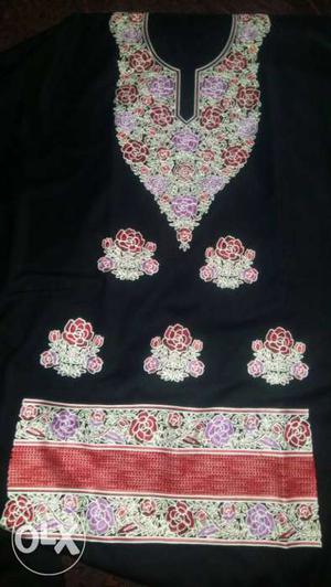 Black And White Floral Traditional Dress