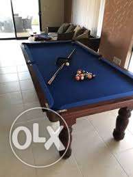 Blue And Brown Pool Table