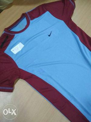 Blue And Maroon Nike Crew-neck Shirt