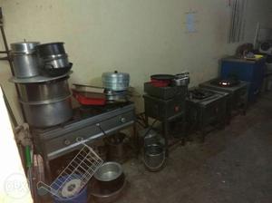 Commercial kitchen with essential things in