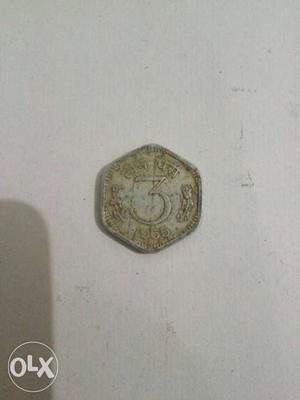 Indian 3 Paisa coins very old years