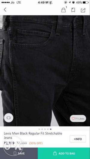 Levi's black stretchable jean 101% original