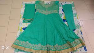 Light green colour churidar set used only once.
