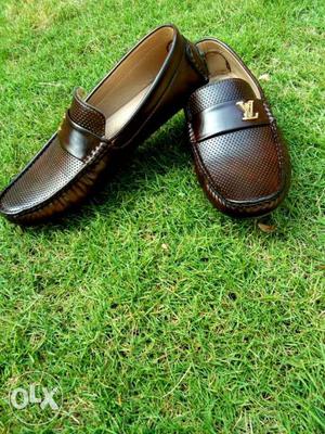 Men's Pair Of Brown Louis Vuitton Leather Loafers