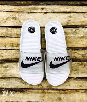 Men's Pair Of White Nike Slide Sandals