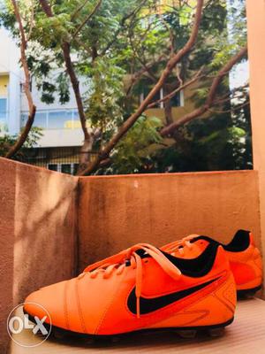 Nike tiempo boots _ fluorescent orange and silver, fresh