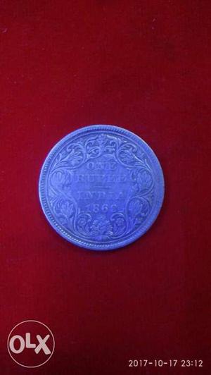 One rupees original silver coine  rani