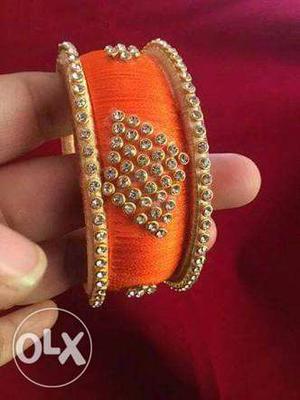 Orange And Gold Bangle Bracelet