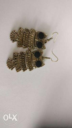 Pair Of Silver-color Owl Figure Earrings