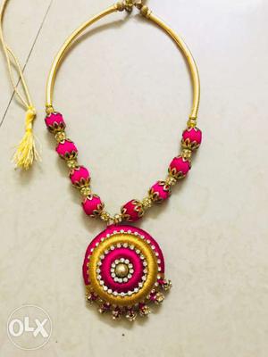 Red And Yellow Silk-thread Necklace