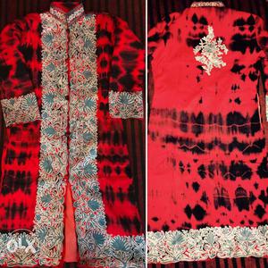 Red,black And Grey Sherwani