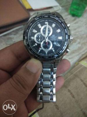 Round Black Edifice Casio Chronograph Watch With