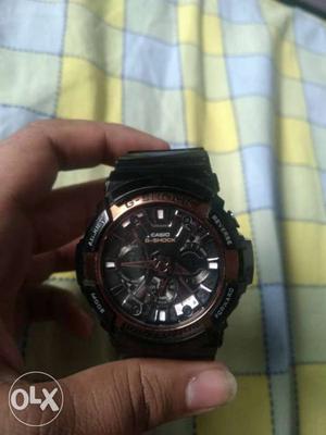Round Casio G-Shock Chronograph Watch With Black Strap