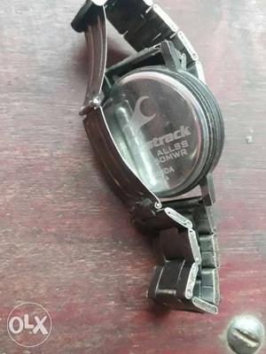Round Fastrack Watch With Silver Steel Link Strap
