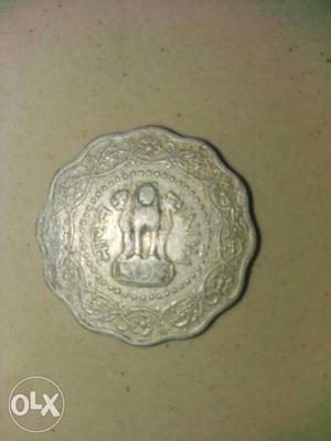 Scalloped Silver India Coin
