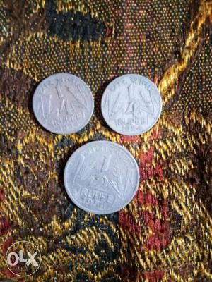 Two 1/4 And One 1/2 Indian Coins 