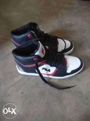 Unused Pair Of White-black-and-red FILA Basket Ball Shoes