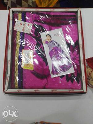 Women's Purple And Black Sari