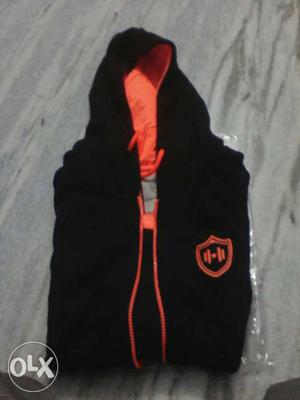 Black And Orange Zip-up Hoodie