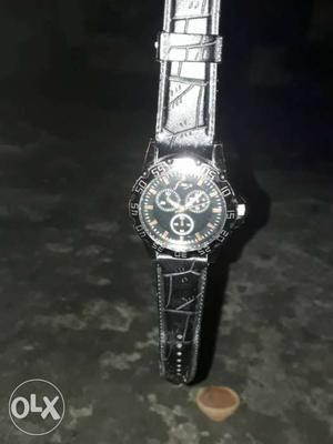 Black, And Silver Chronograph Watch