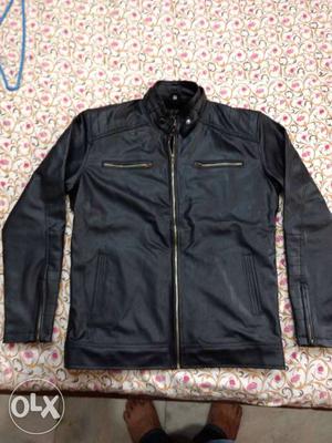 Black Full-zip Leather Jacket. The is not being used. XXL