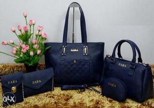 Blue Azar Leather Bag Set