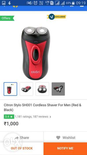 Brand new seal pack citron rechargeble shaver at