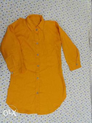 L size cotton shirt in dark yellow color