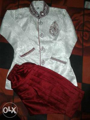 Off white and mehroon western dress for 4 to 6 boy