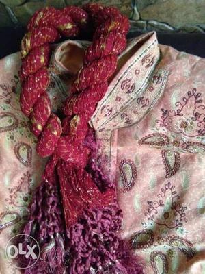 Pink And White Floral Spaghetti Strap Dress (Sherwani)
