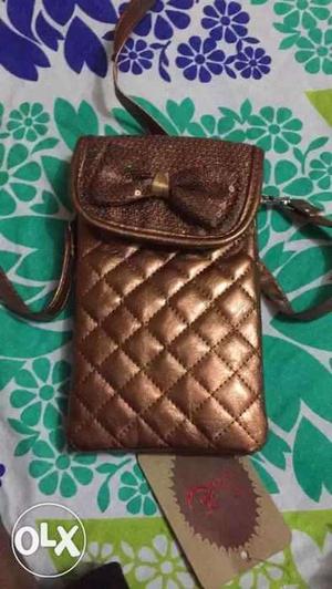 Quilted Brown Leather Crossbody Bag