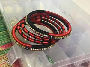 Red And Black Silk Thread Bangles