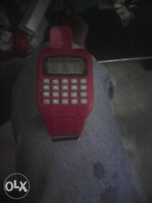 Red Digital Calculator Wrist Watch