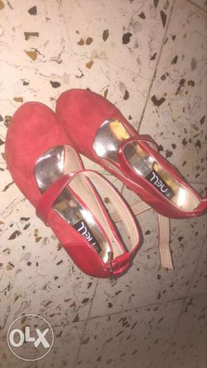 Red Nell Suede Almond Toe Mary Jane Flats