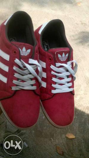 Red-and-white Adidas Low-top Sneakers