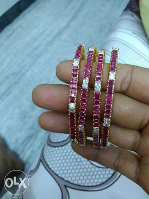 Red stone (manak) bangles. set of four