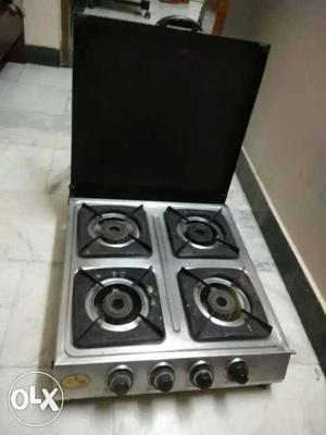 Silver And Black Four-burner Gas Stove