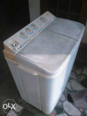 White And Gray Dual-top Washing Machine