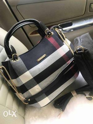 Women's Black, Red, And White Purse
