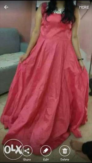 Women's Pink Satin Sleeveless Dress
