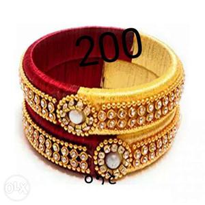 Yellow-and-red Threaded Bangles