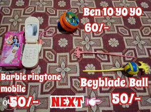 Barbie ringtone mobile,Ben10 yo-yo, beyblade