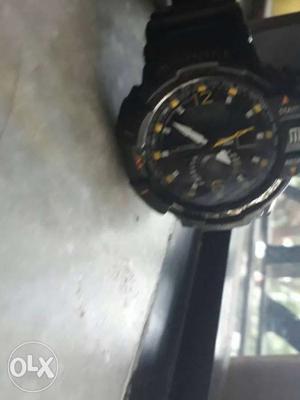 Black And Yellow Chronograph Wrist Watch