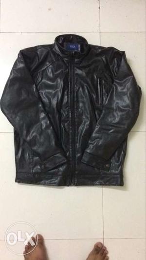 Black Zip-up Leather Jacket