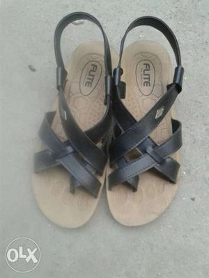 Black-and-brown Elite Flat Sandals