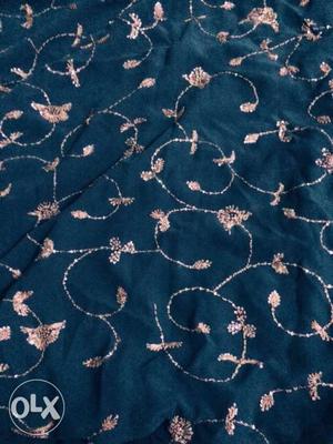 Blue And Gray Floral Printed Textile