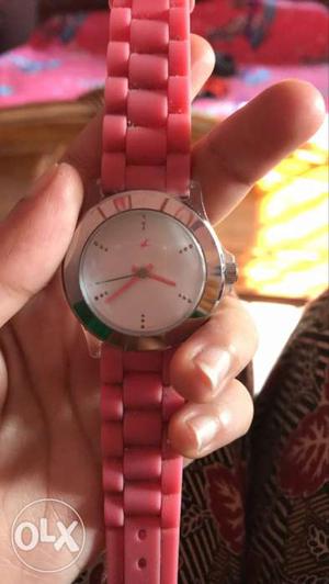 Fastrack women watch with pink strap same as new.