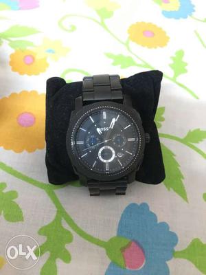 Fossil FS Black Metalic Strap And Chronograph Water